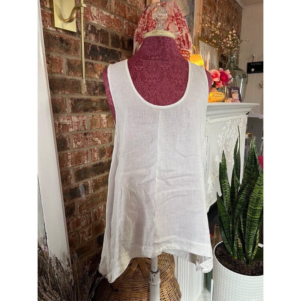 Saks Fifth Avenue White Linen High-Low Tank Top Womens XL - Picture 2 of 6